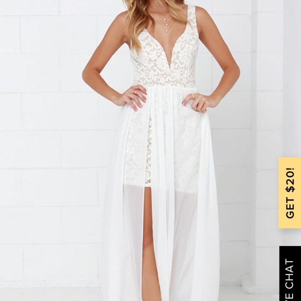 Lulus white dress deep V